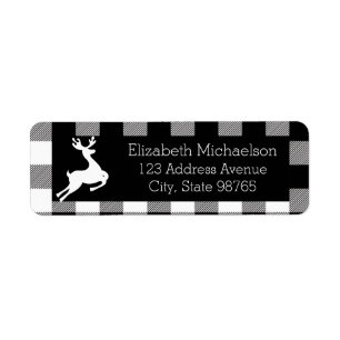 Black and White Buffalo Check Pattern Label Return Address Label