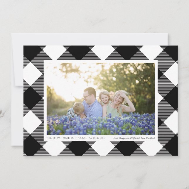 Black and White Buffalo Check Photo Holiday (Front)