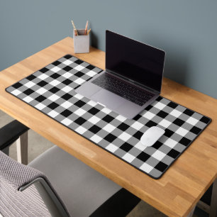 Black and White Buffalo Check Plaid Desk Mat