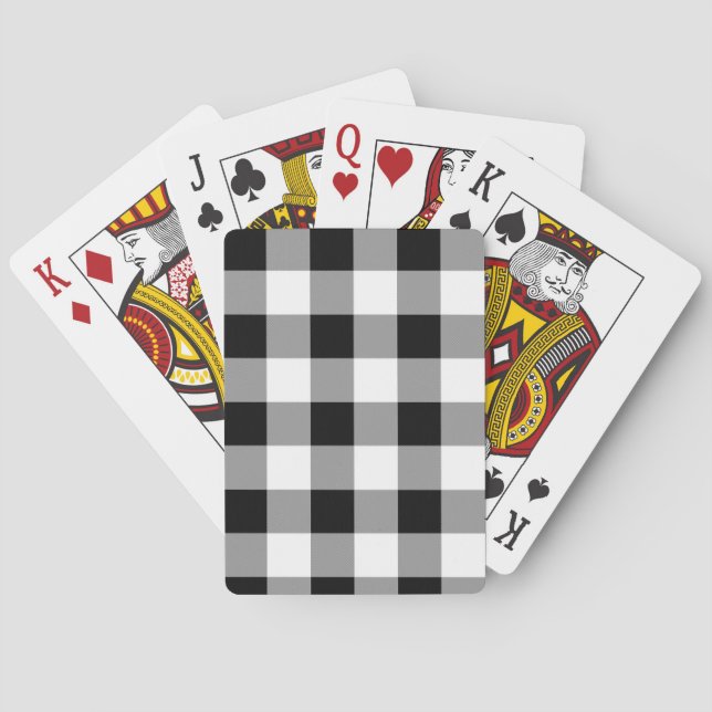 Black and White Buffalo Check Playing Cards (Back)