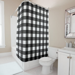 Black and White Buffalo Check Shower Curtain