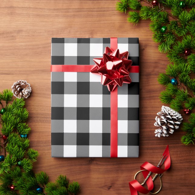 Black and White Buffalo Check Wrapping Paper (Holiday Gift)