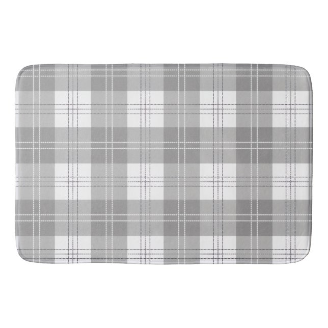 Black and White Buffalo Plaid Bath Mat (Front)