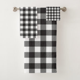 Black and White Buffalo Plaid Bath Towel