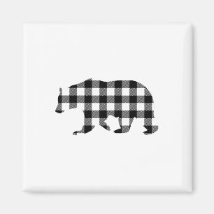 Black And White Buffalo Plaid Bear Christmas Pajam Magnet