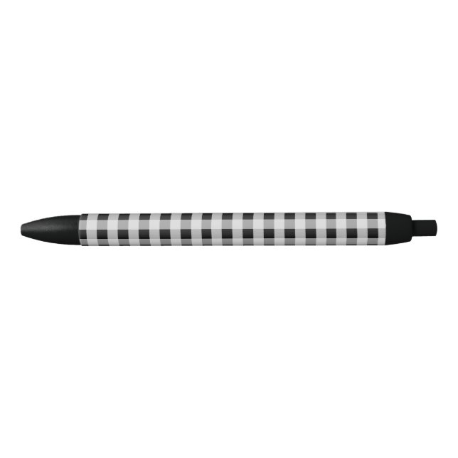 Black and White Buffalo Plaid Black Ink Pen (Front)