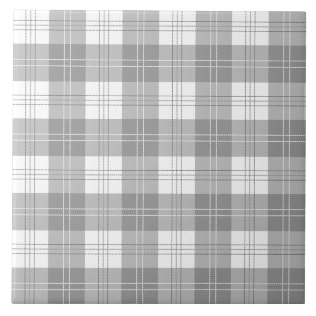 Black and White Buffalo Plaid Ceramic Tile (Front)