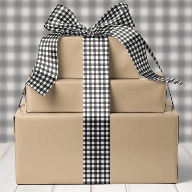 Black And White Buffalo Plaid Christmas Satin Ribbon (Creator Uploaded)