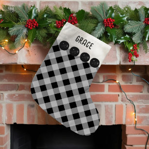 Black and White Buffalo Plaid Christmas Stocking