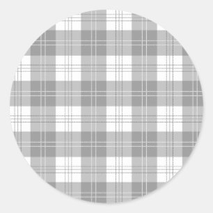 Black and White Buffalo Plaid Classic Round Sticker