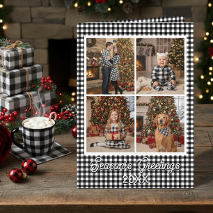 Black and White Buffalo Plaid Custom Name and Text Card