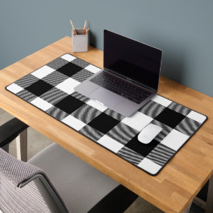 Black and White Buffalo Plaid Desk Mat
