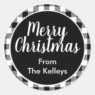 Black and White Buffalo Plaid Envelope Seal