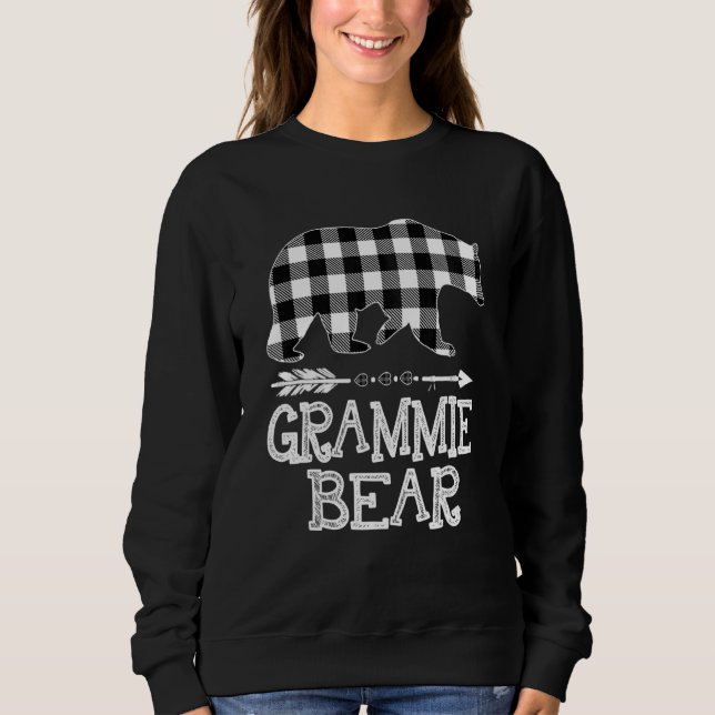 Black And White Buffalo Plaid Grammie Bear Christm Sweatshirt (Front)