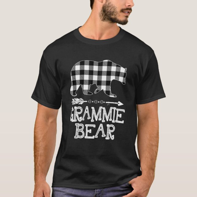 Black And White Buffalo Plaid Grammie Bear Christm T-Shirt (Front)