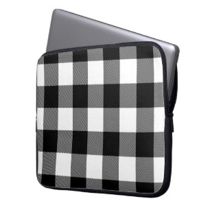 Black and White Buffalo Plaid Laptop Sleeve