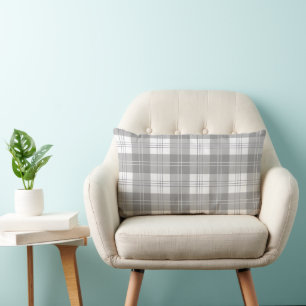 Black and White Buffalo Plaid Lumbar Cushion