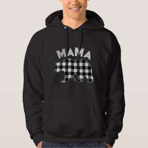 Black And White Buffalo Plaid Mama Bear Christmas  Hoodie