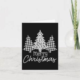 Black And White Buffalo Plaid Merry Christmas Xmas Card