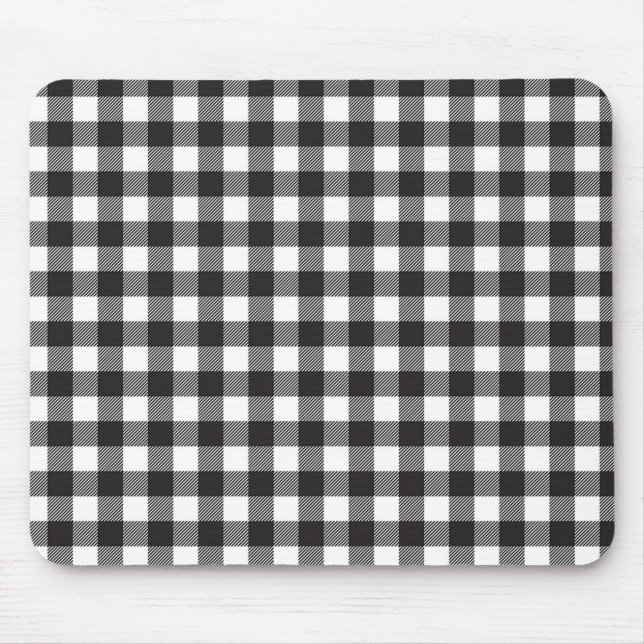 Black and White Buffalo Plaid Mouse Pad (Front)