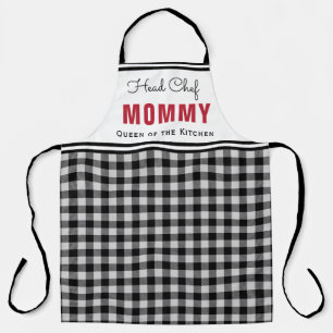 Black and White Buffalo Plaid Mummy Personalised Apron