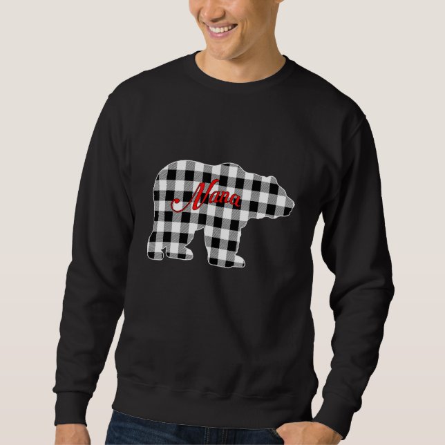 Black And White Buffalo Plaid Nana Bear Christmas  Sweatshirt (Front)