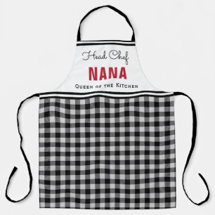 Black and White Buffalo Plaid Nana Personalised Apron