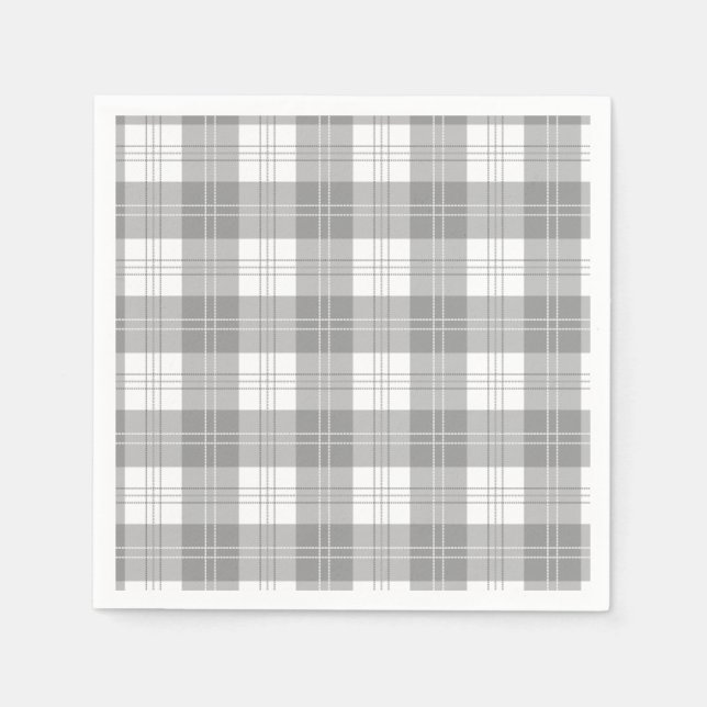 Black and White Buffalo Plaid Napkin (Front)
