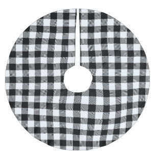 Black and White Buffalo Plaid Patter Brushed Polyester Tree Skirt