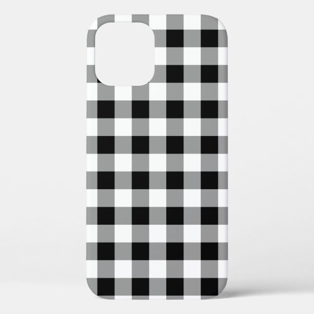 Black and White Buffalo Plaid Pattern Case-Mate iPhone Case (Back)