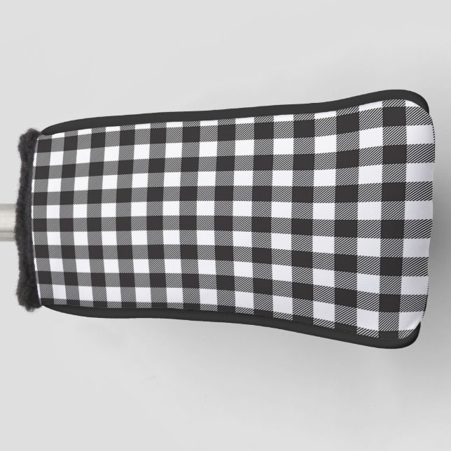 Black and White Buffalo Plaid Putter Cover (Front)