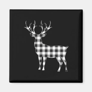 Black And White Buffalo Plaid Reindeer Christmas D Magnet