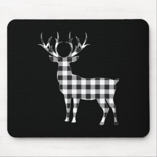 Black And White Buffalo Plaid Reindeer Christmas D Mouse Pad