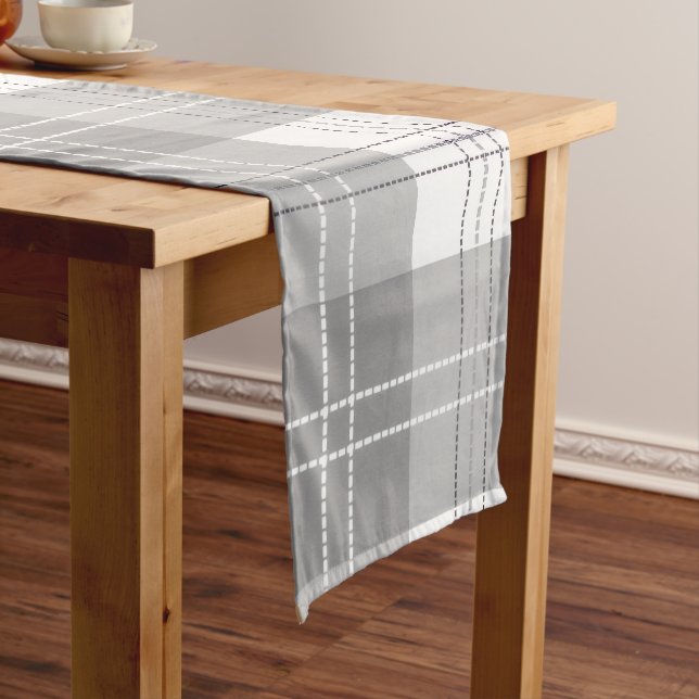 Black and White Buffalo Plaid Short Table Runner (In Situ)