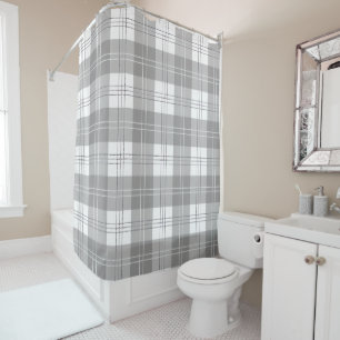 Black and White Buffalo Plaid Shower Curtain
