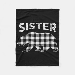 Black And White Buffalo Plaid Sister Bear Christma Fleece Blanket