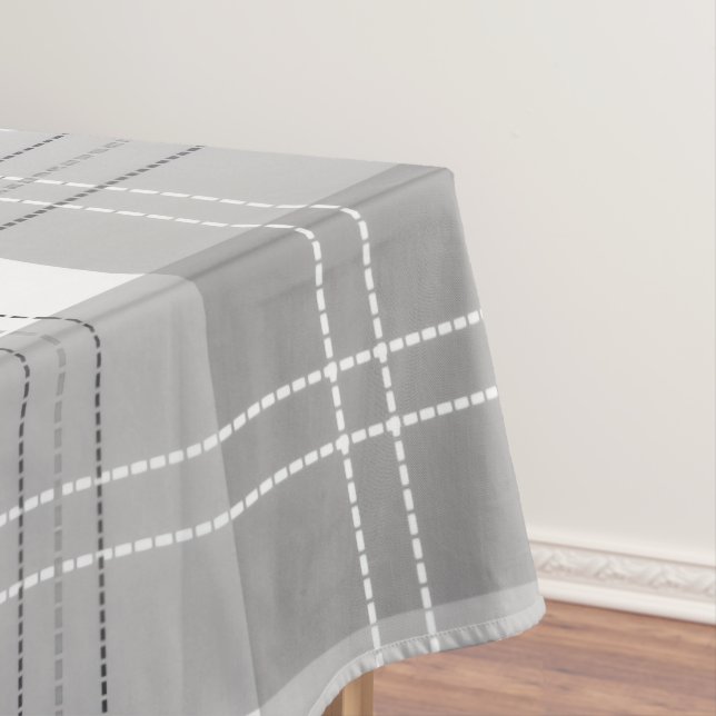 Black and White Buffalo Plaid Tablecloth (In Situ)