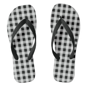Black and White Buffalo Plaid Thongs