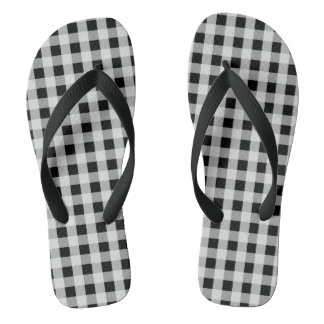 Black and White Buffalo Plaid Thongs