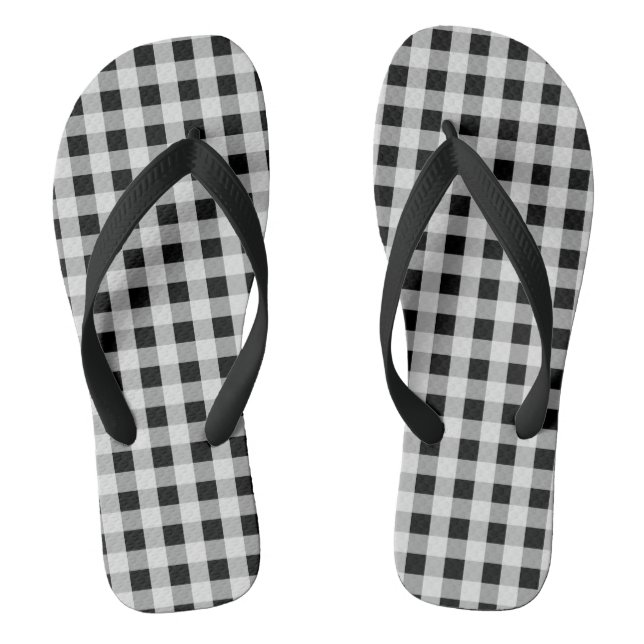 Black and White Buffalo Plaid Thongs (Footbed)