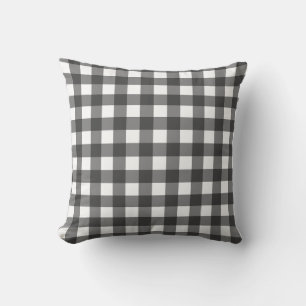 Black and White Buffalo Plaid Throw Pillow