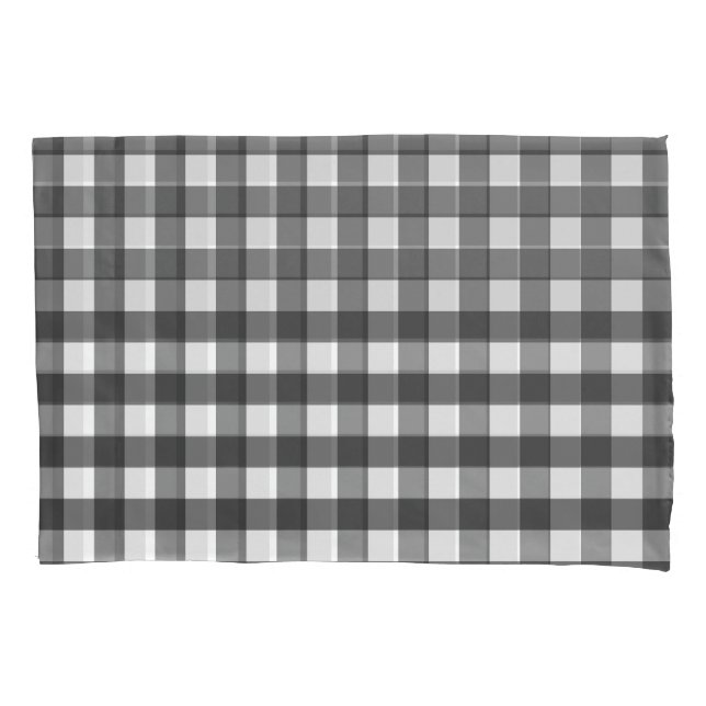 Black and White Buffalo Plaid Throw Pillow Pillowcase (Front-Left)