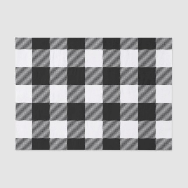Black and White Buffalo Plaid Tissue Paper (Front)