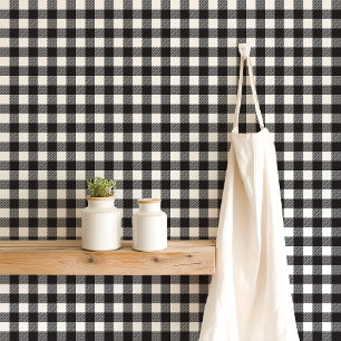 Black and White Buffalo Plaid  Wallpaper