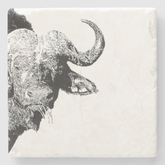 Black and white buffalo stone coaster