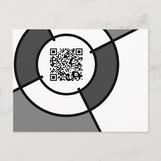 black and white bullseye QR code Postcard (Front)