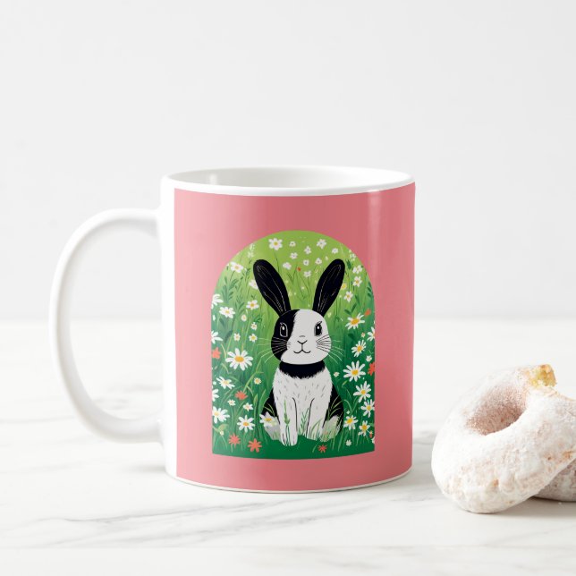 Black And White Bunny Mug (With Donut)