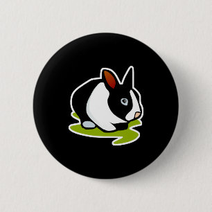 black and white bunny rabbit 6 cm round badge