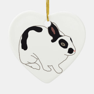 Black and White Bunny Rabbit Ceramic Tree Decoration