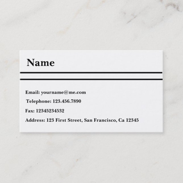 Black and White Business Card (Front)